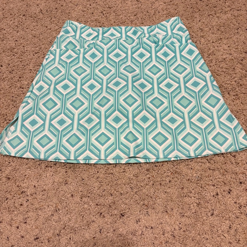 Jude Connally Aqua Geometric Mini Skirt